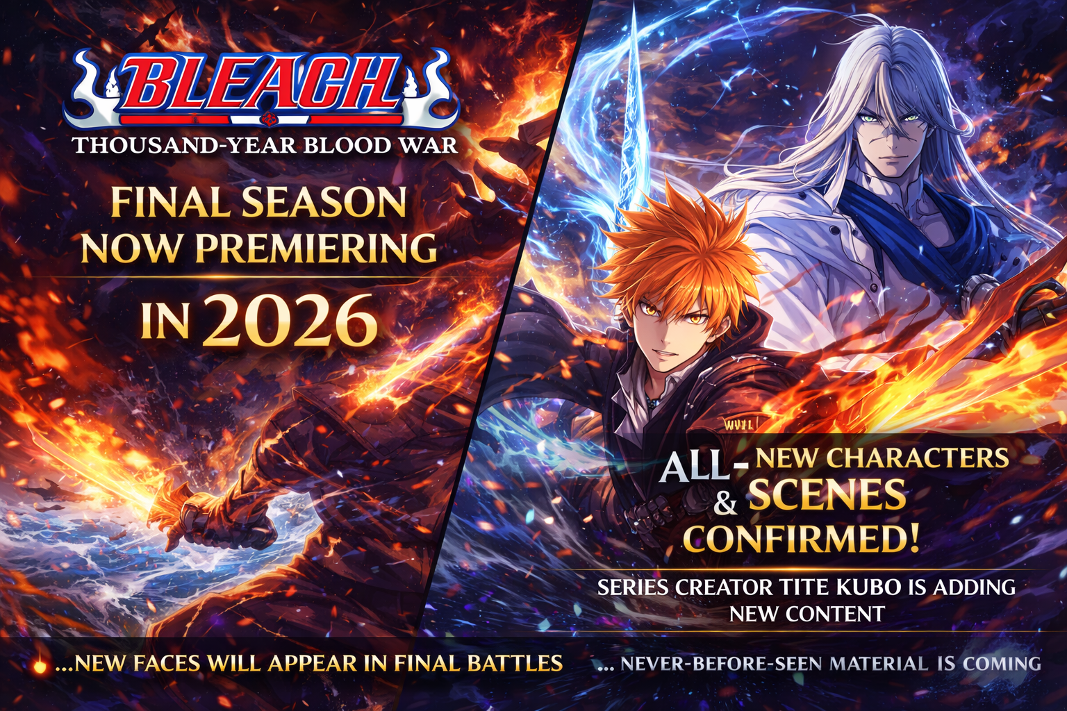 Bleach Thousand-Year Blood War final season 2026 anime new characters reveal with Ichigo Kurosaki