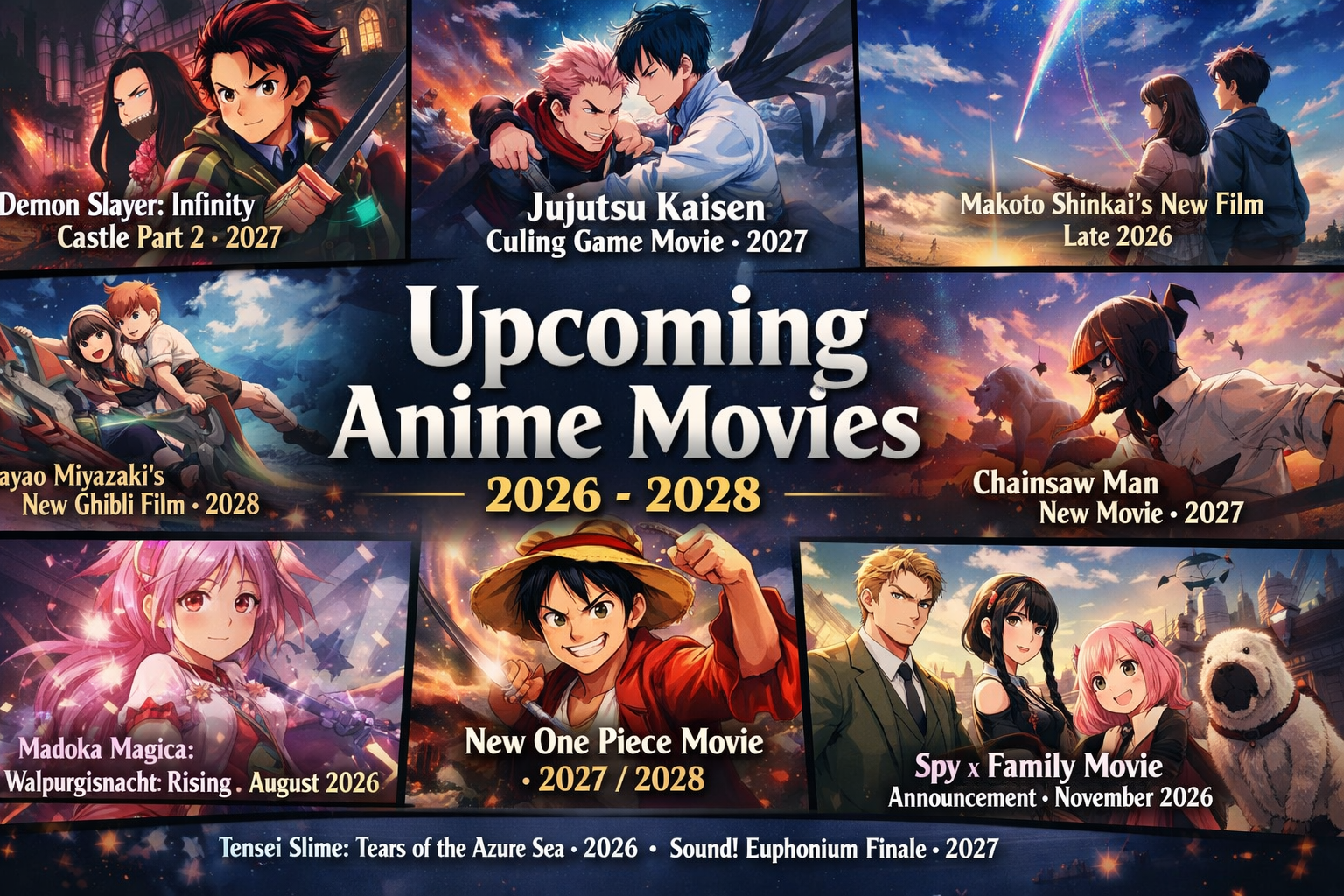 A high-energy cinematic poster featuring a silhouette of Tanjiro Kamado standing before the Infinite Castle, with logos for Studio Ghibli and MAPPA in the corners.