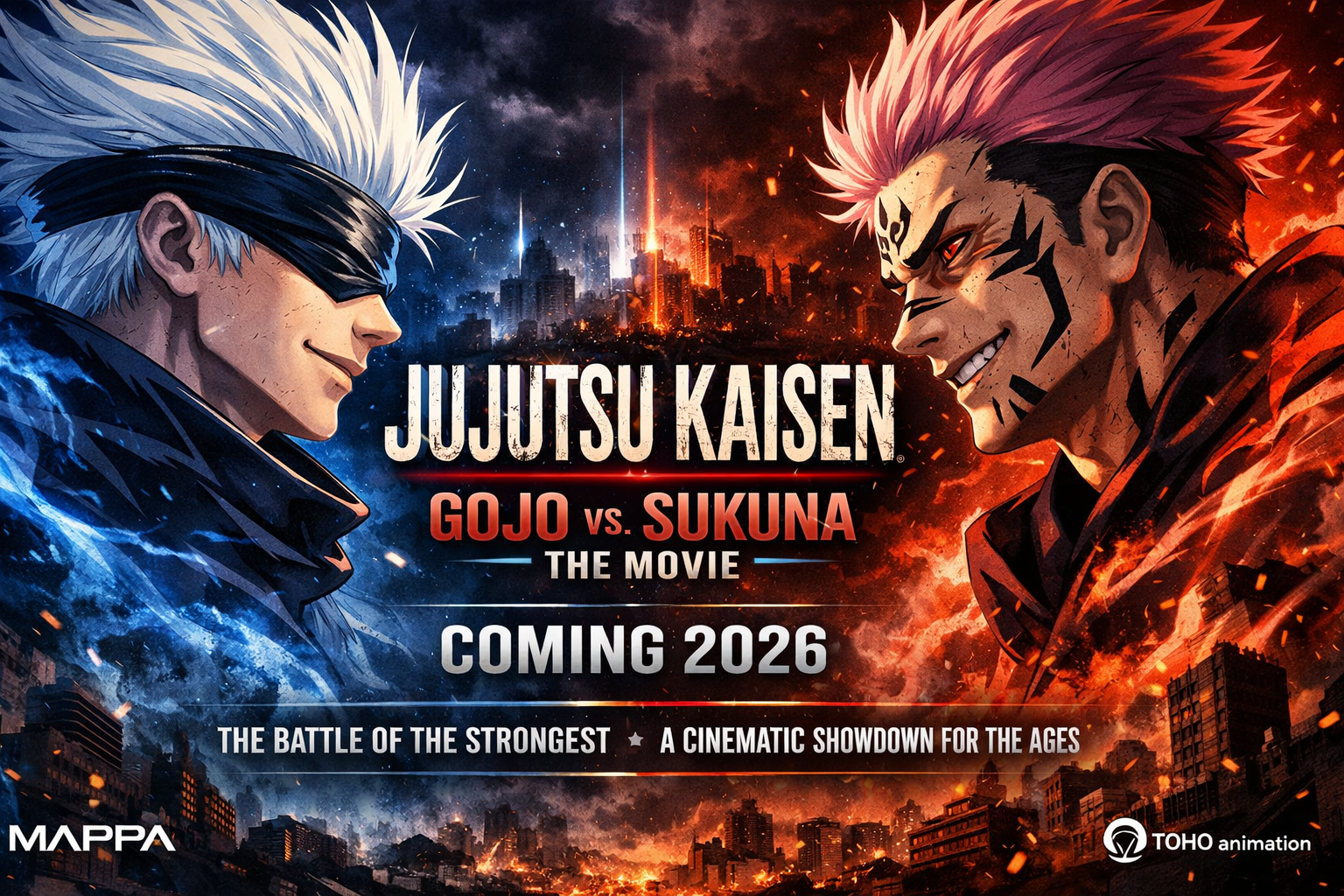 Jujutsu Kaisen Season 4 Gojo vs Sukuna movie announcement and 2027 release update anime key visual