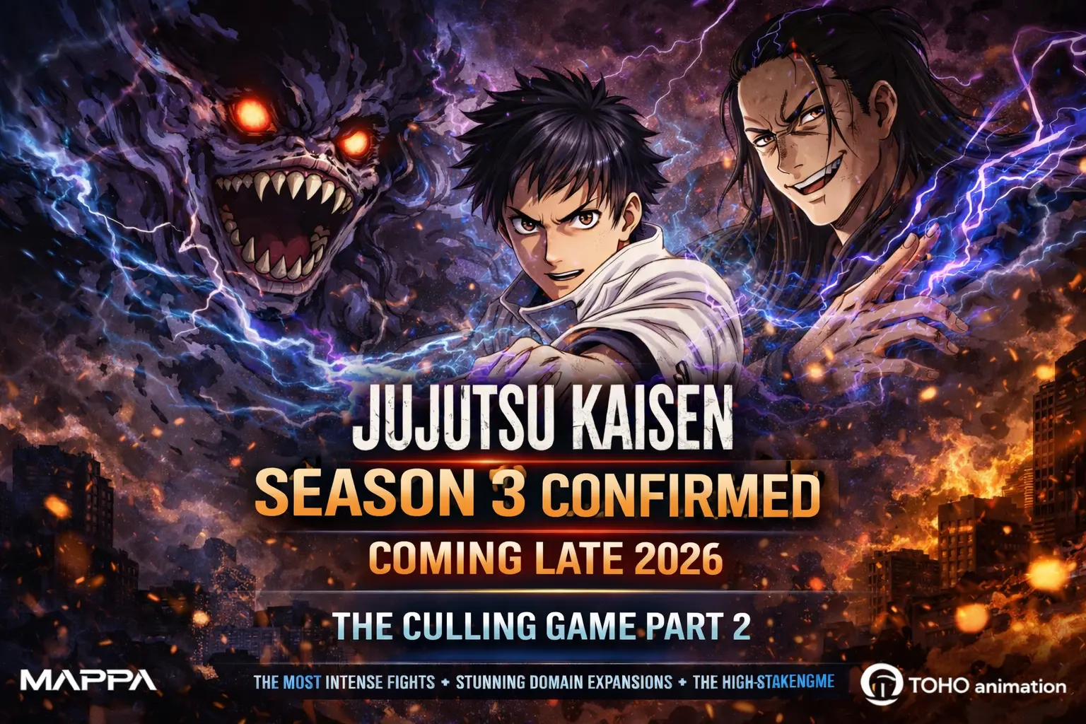 Jujutsu Kaisen Season 4 Sendai Colony arc visual featuring Yuta Okkotsu battle scene